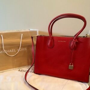 Michael Kors Red Large Saffiano Leather Tote / Satchel